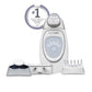 Frontal del dispositivo ageLOC Galvanic Spa de Nu Skin con sus tres conductores para rostro, cuerpo y cabello