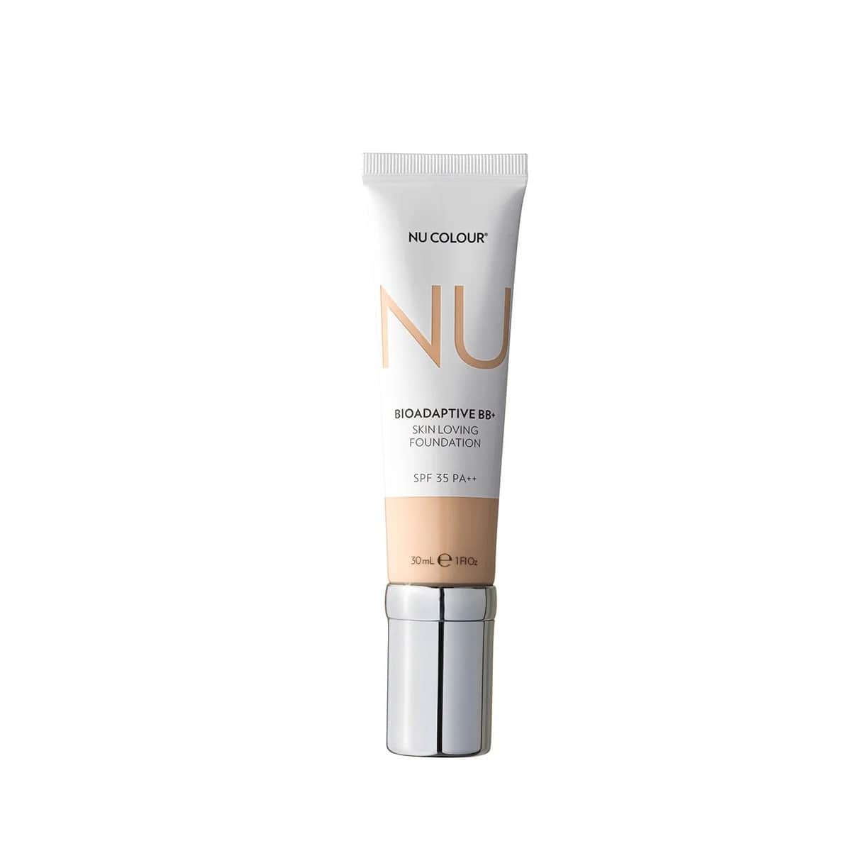 Produktfotografie. Front: Nu Colour Bioadaptive BB+ Skin Loving Foundation Tube mit SPF 35 (je 30ml) - Typ: Shell.