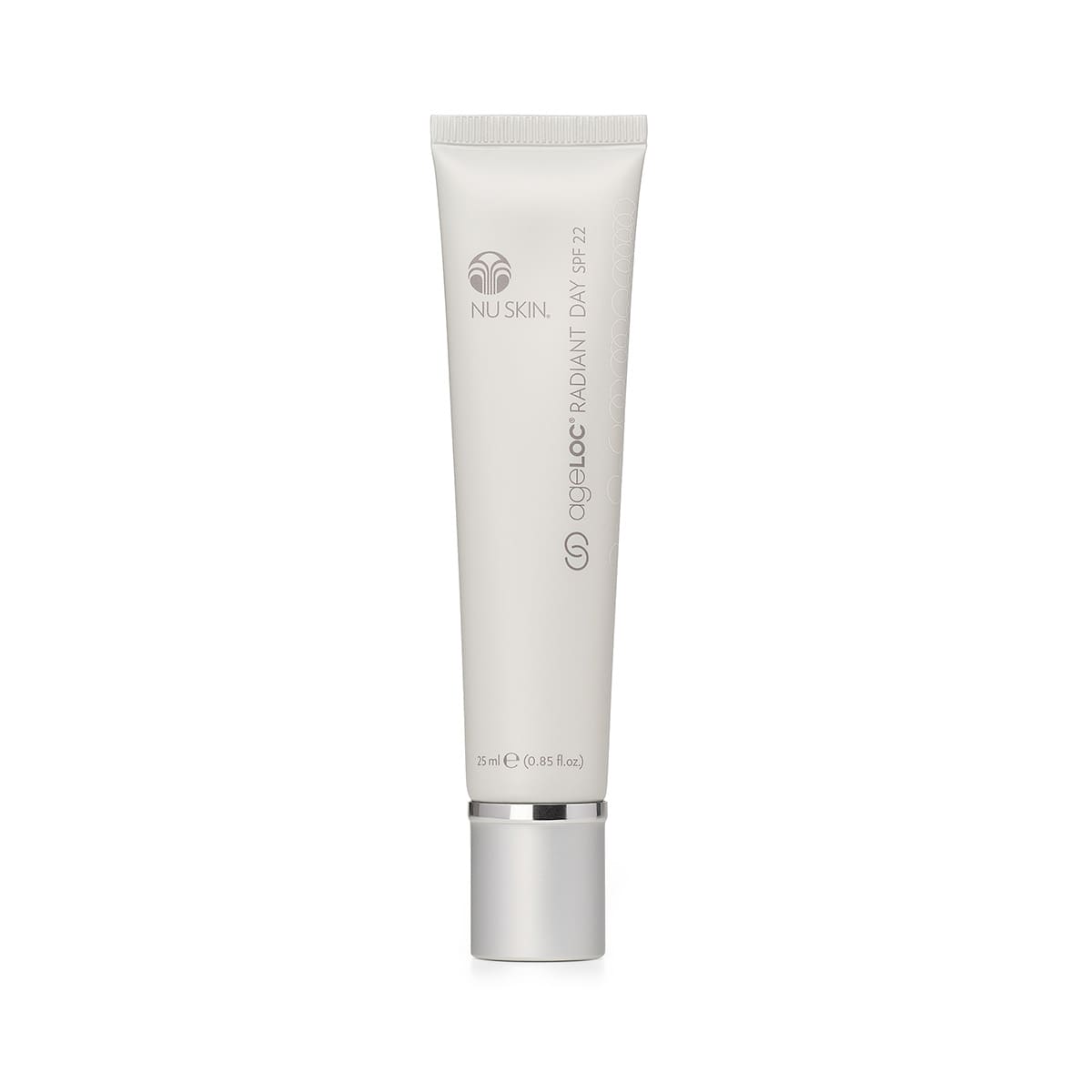 Produktfotografie. Front: ageLOC Radiant Day SPF 22 von Nu Skin Tageslotion, Tube je 25ml.