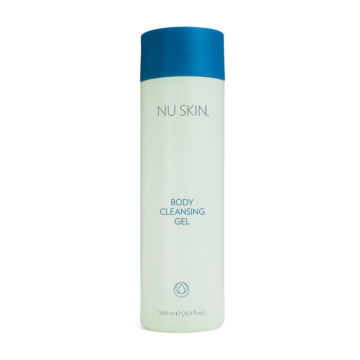 Produktfotografie. Front: Body Cleansing Gel Shampooflasche von Nu Skin. (je 500ml)