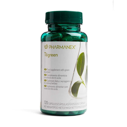 Frontal del frasco grande de Pharmanex Tegreen de Nu Skin, 120 cápsulas (46 g)